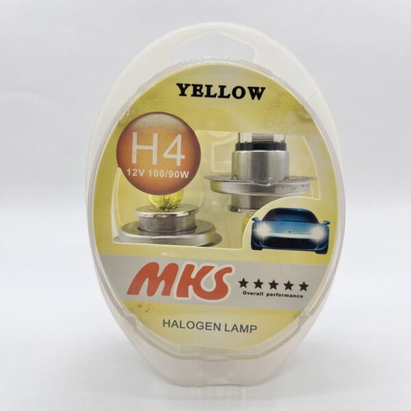 لامپ خودرو MKS / پایه H4 مدل Yellow (زرد) ولت 12 ( بسته دو عددی )