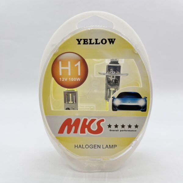 لامپ خودرو MKS / پایه H1 مدل  Yellow (زرد) ولت 12 ( بسته دو عددی )