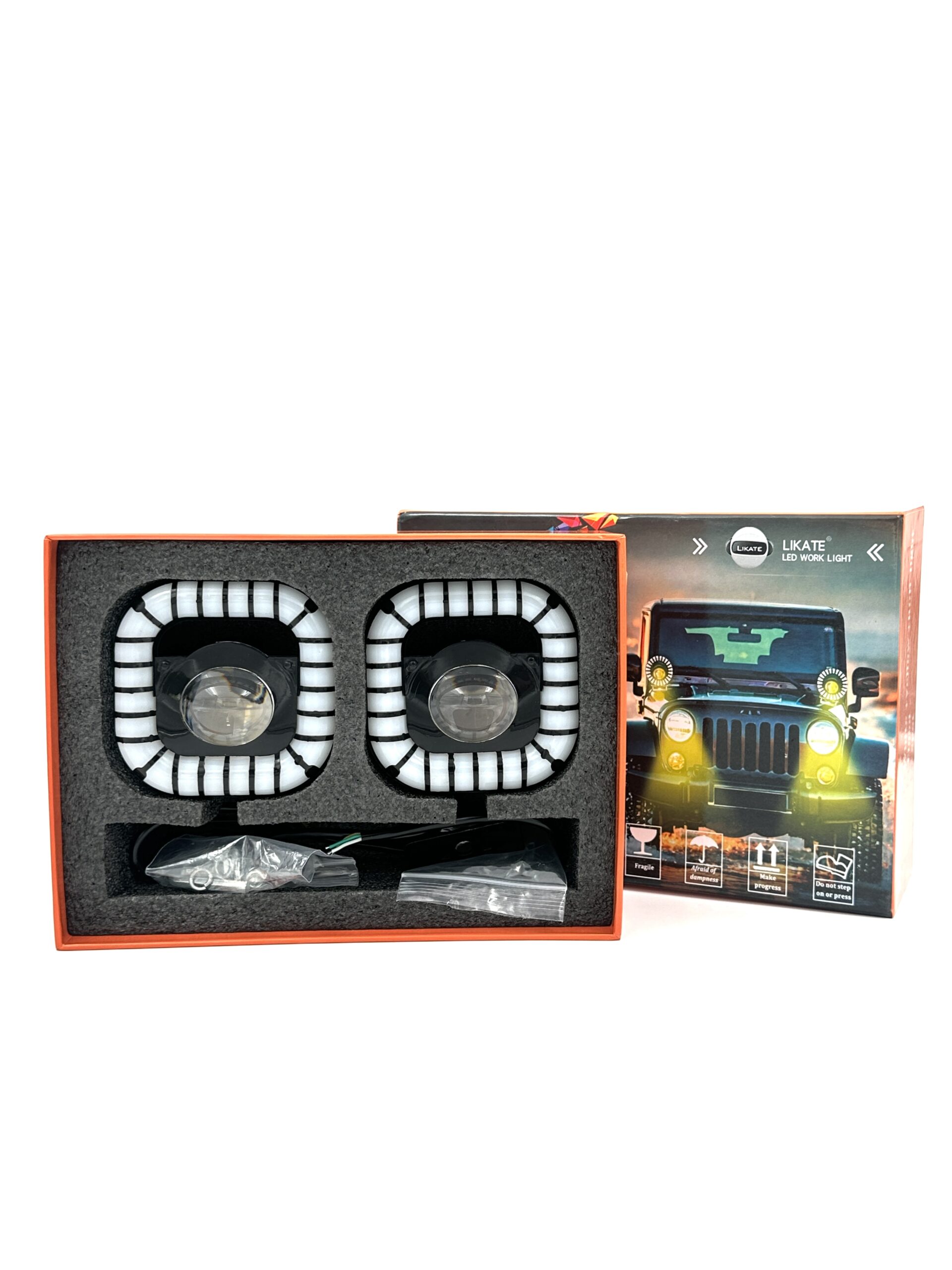 پرژکتور تک لنز خطی - دور نئون هفت رنگ - آفرودی / 12 - 24 ولت ( بسته دو عددی )