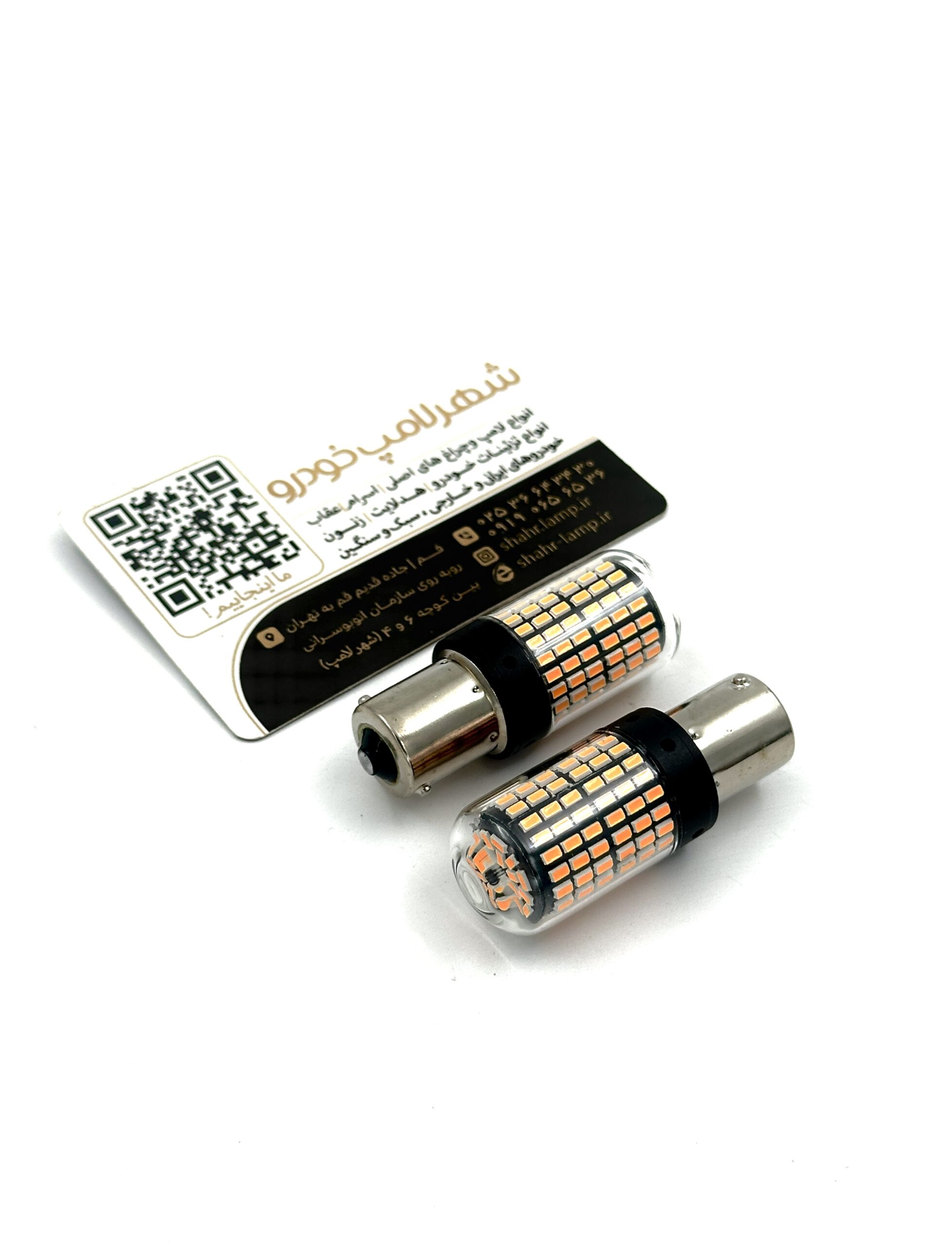لامپ خودرو LED یک کنتاکت 144 تایی نارنجی مدل P21W ( بسته دو عددی )