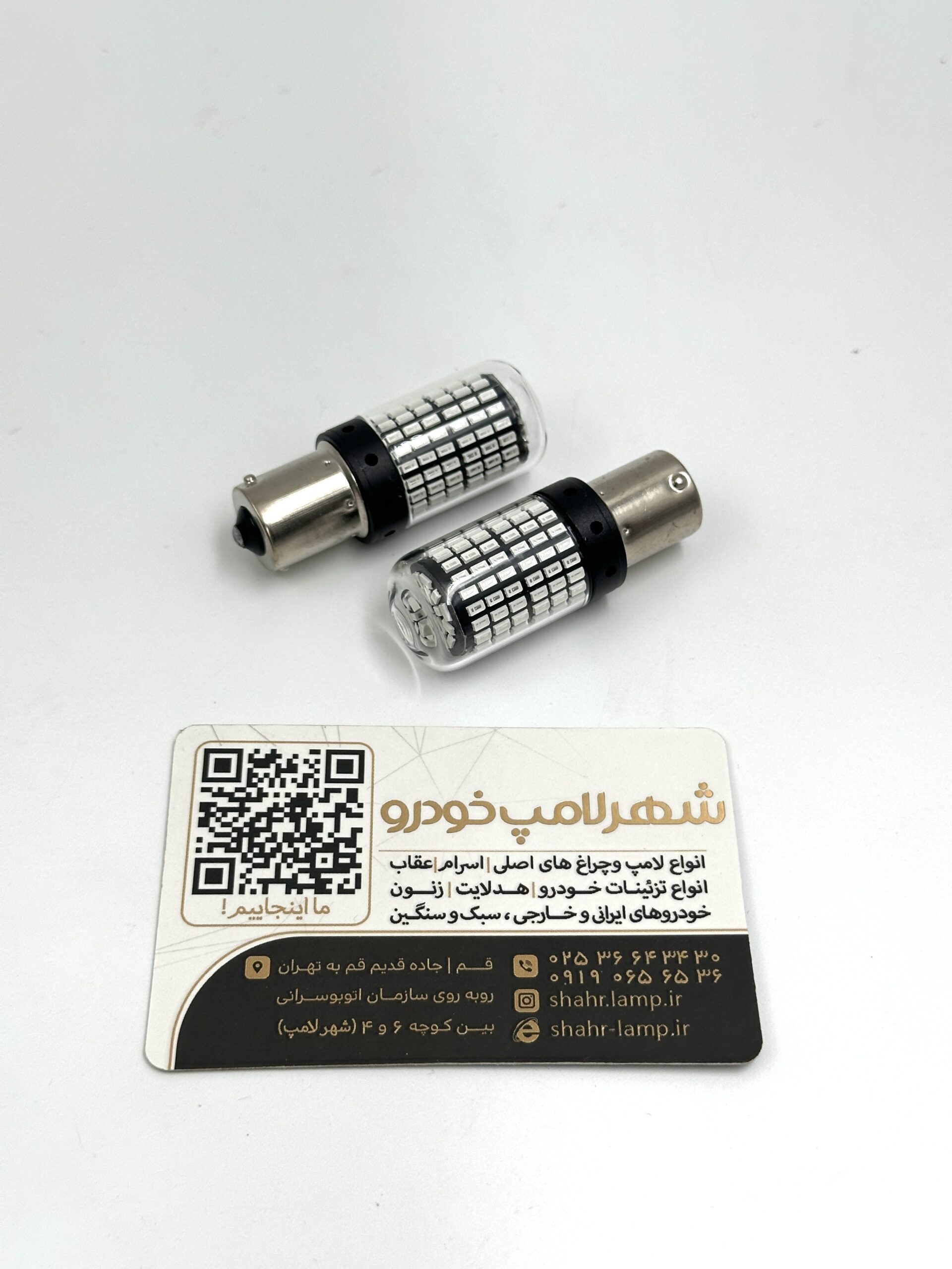 لامپ خودرو LED یک کنتاکت 144 تایی آبی مدل P21W ( بسته دو عددی )